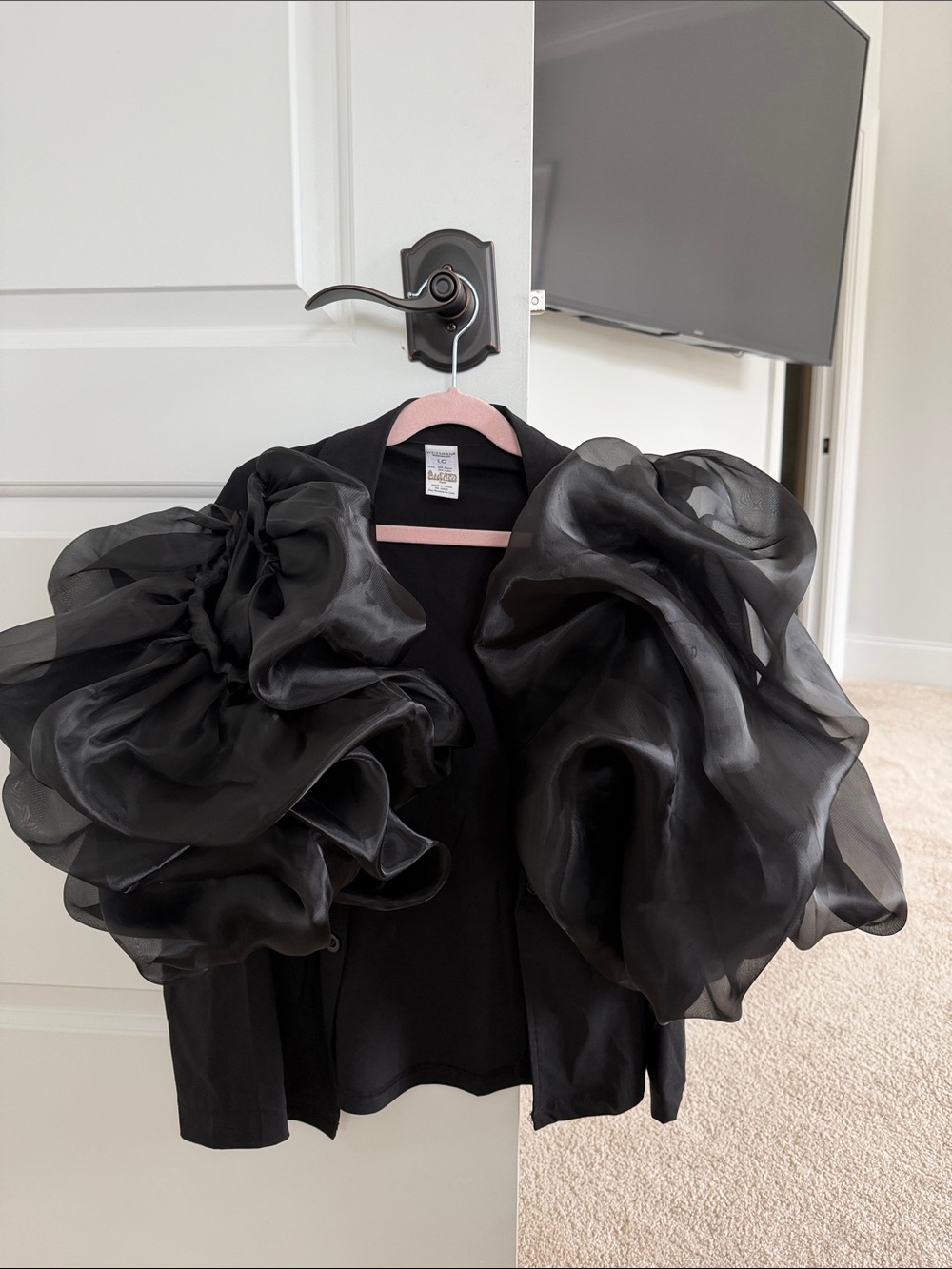 Weissman Black Organza Ruffle Dance Jacket